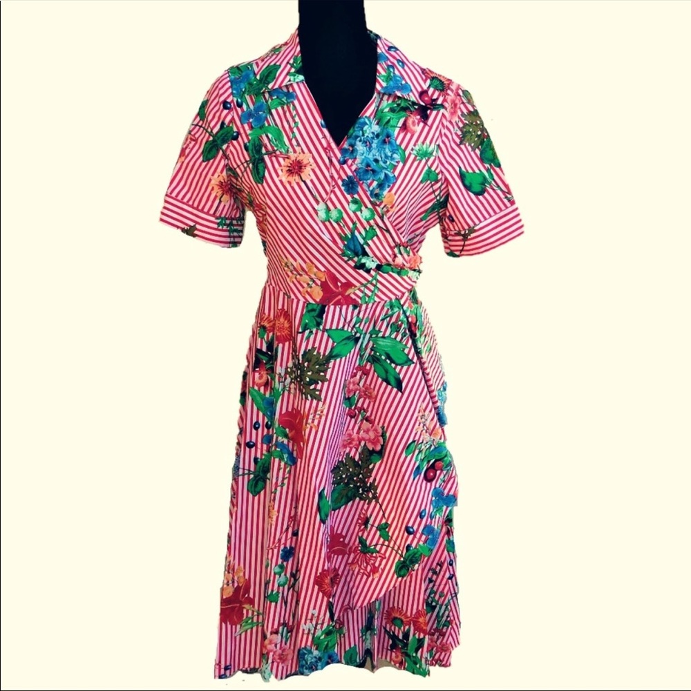 Calvin Klein floral wrap dress sz 8